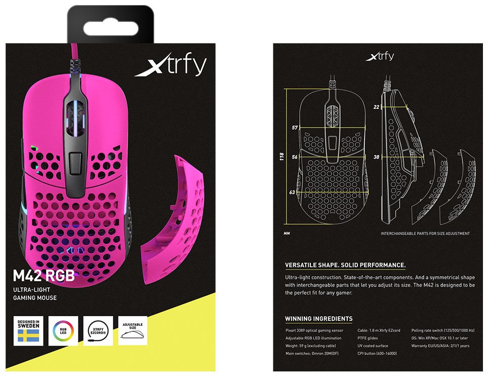 Игровая мышь Xtrfy M42 RGB, Pink (XG-M42-RGB-PINK)