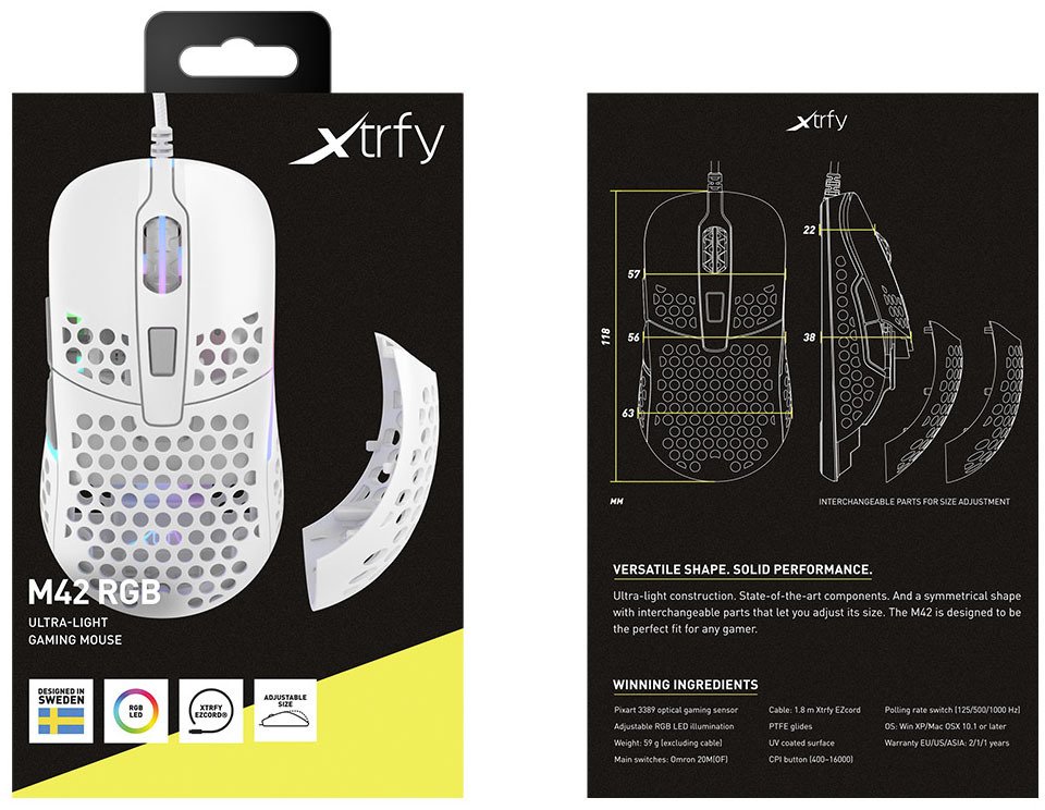 Игровая мышь Xtrfy M42 RGB, White (XG-M42-RGB-WHITE)