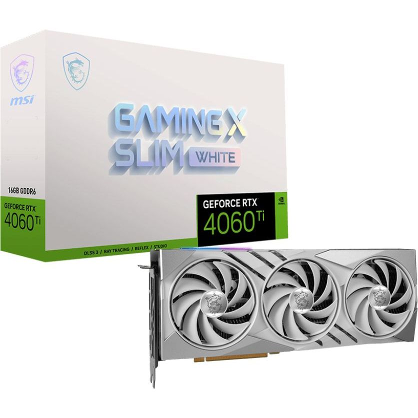 Відеокарта MSI GeForce RTX 4060 Ti 16GB GDDR6 GAMING X SLIM WHITE (912-V517-223)