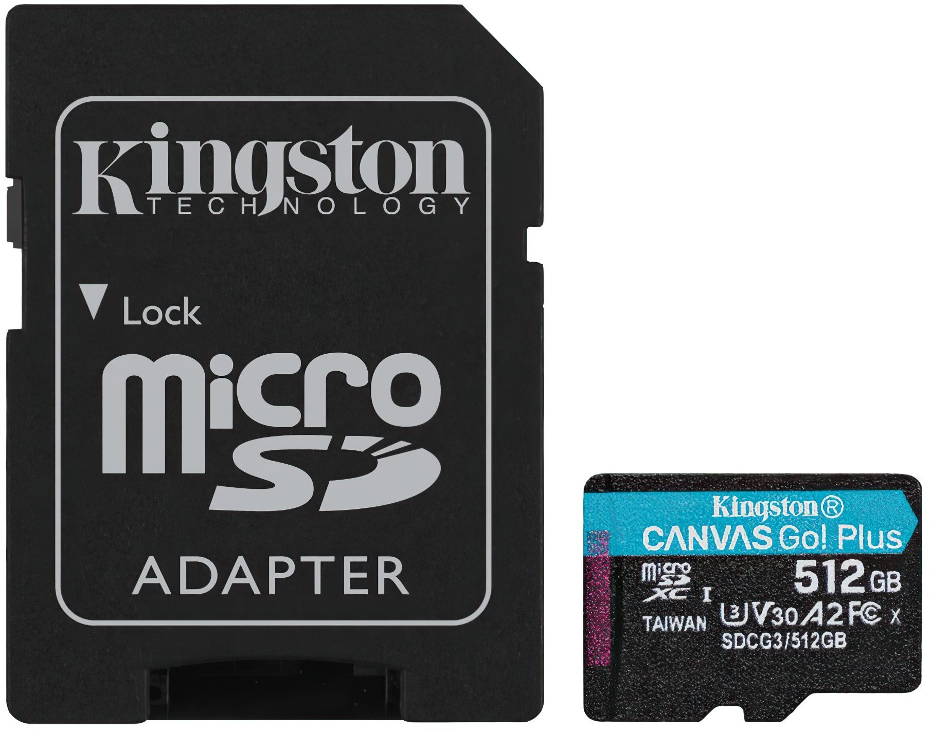 Карта пам'яті Kingston microSDXC 512GB Canvas Go Plus 170R A2 U3 V30 + SD адаптер (SDCG3/512GB)